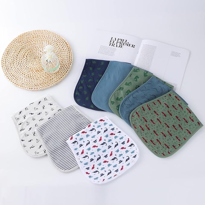 Hakochia Burp Cloths for Baby Boy & Girl Organic Cotton Large Unisex Burp Clothes Extra Absorbent Soft Neutral Burping Rags Spit Up Cloth Sets for Newborns 8 Pack