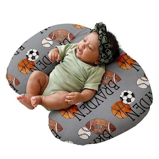 Dyoart Baby Nursing Pillow Cover, Custom Breastfeeding Bottle Pillow Slipcover, Personalized Gift for Infant Boys Girls,Ball, Ultra Comfortable Soft (one Size)