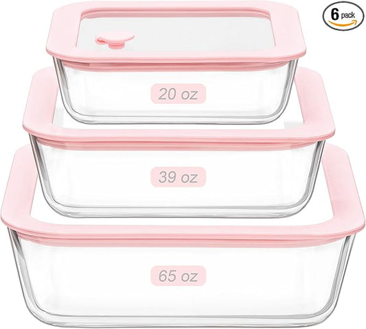 Urban Green Glass Food Container Set with Silicone Glass Lid, 3 Pack, Square Shape, Airtight, LeakProof, 100% Plastic Free, Meal Prep Food Storage Containers