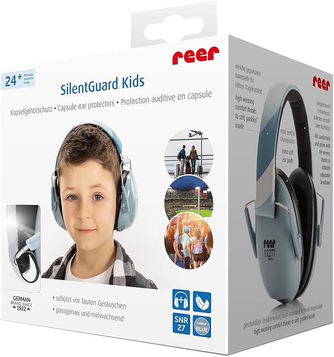 reer SilentGuard Kids Ear Protectors | Ear Protection for Children from 2 Years | Concentration & Learning Aid | Foldable & Grows with Your Child | SNR = 27* | Blue, Blue, Einheitsgröße