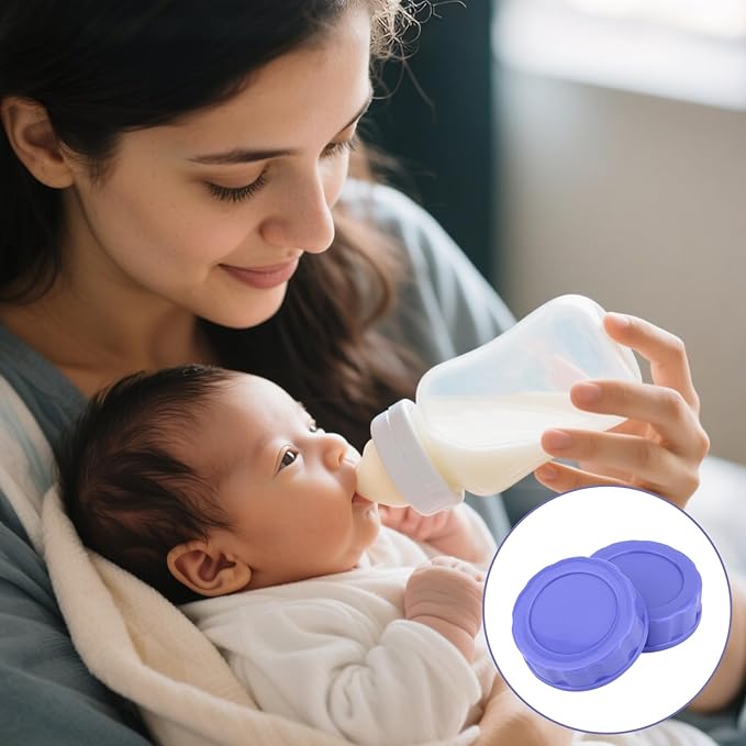 6pcs Baby Bottle Caps Compatible with Pigeon & Lansinoh Bottles, Travel and Storage Bottle Lids Replacement (Purple)