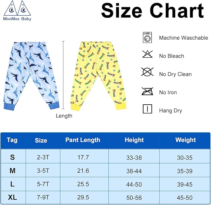 MOEMOE BABY Waterproof Diaper Pants for Potty Training 2 Packs Nighttime Diaper Short for Toddler Boys and Girls