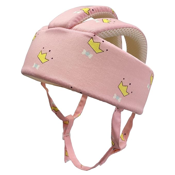 Baby Helmet Toddler Children Headguard Infant Head Cushion Protective Harnesses Cap Soft Adjustable Kid Hat Head Protector (Crown Pink)
