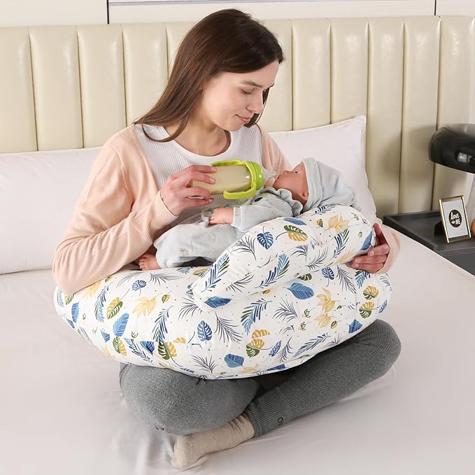 BATTOP Nursing Pillow for Breastfeeding - More Support for Mom, Feeding Pillow with Removable Cover and Adjustable Waist Strap, Plus Size Breastfeeding Pillow
