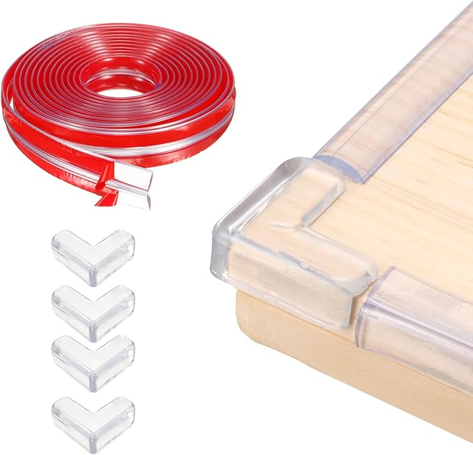uxcell Edge Protector, 16.4ft (5M) x 0.6" (15MM) Clear Furniture Corner Guard PVC Strong Adhesive Proofing Edge Safety Bumpers with 4 Corners Guards for Table Cabinets