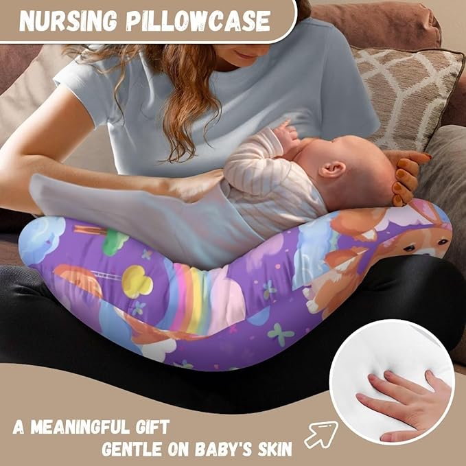 Rainbow Corgi Nursing Pillow Case 1 Pack for Breastfeeding Pillow Nursing Covers Pillow Slipcover Pillowcase Stretchy Comfortable Breast Feeding Pillow Slipcover Cover Only