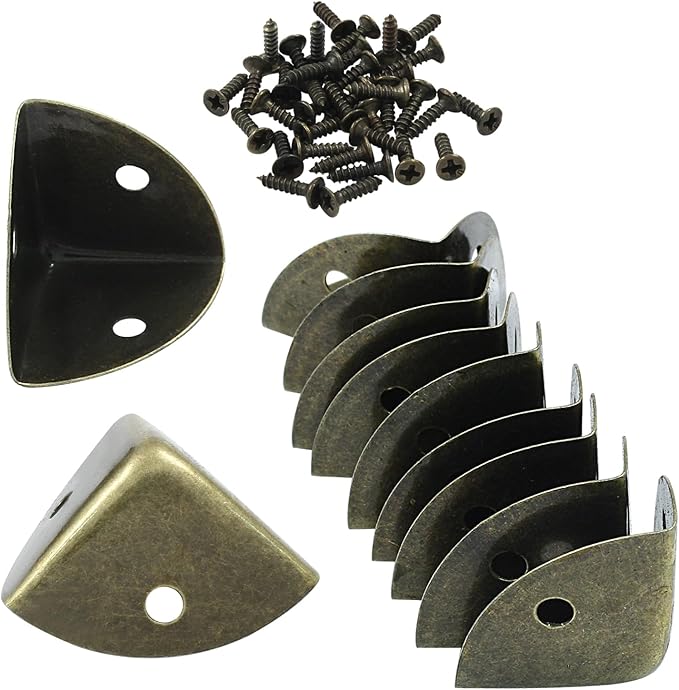 12 Pcs Metal Corner Protectors Bronze Edge Guard Furniture Edge Corner Cover Angle Corner Brackets with Mounting Screws for Box Table Cabinet(1"x1"x1")