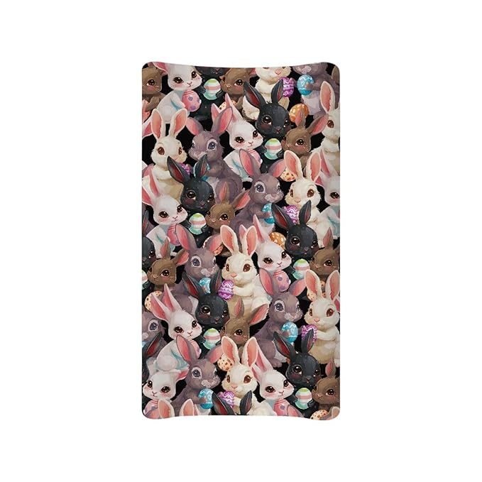 Black Rabbit Boy Girl Baby Changing Pad Cover Easter Infant Newborn Changing Table Cover Diaper Table Change Mat Sheet Cover Green