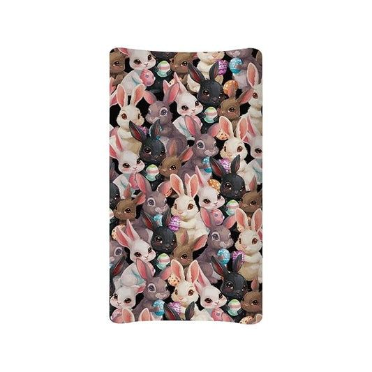 Black Rabbit Boy Girl Baby Changing Pad Cover Easter Infant Newborn Changing Table Cover Diaper Table Change Mat Sheet Cover Green