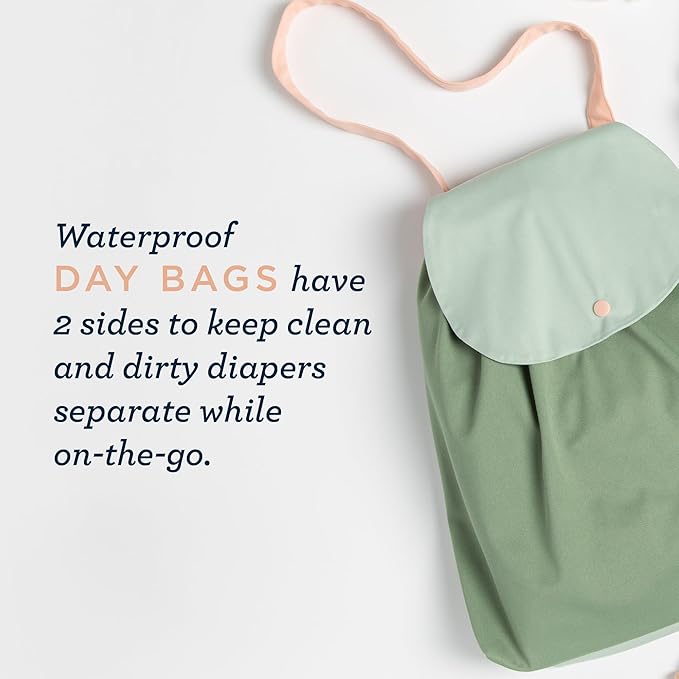 Esembly Day Bag – Reusable Wet and Dry Bag Made From Recycled Fabric With Dual Waterproof Compartments for Cloth Diapers, Swimsuits, Toiletries, and Snacks - Fantastic Fungi