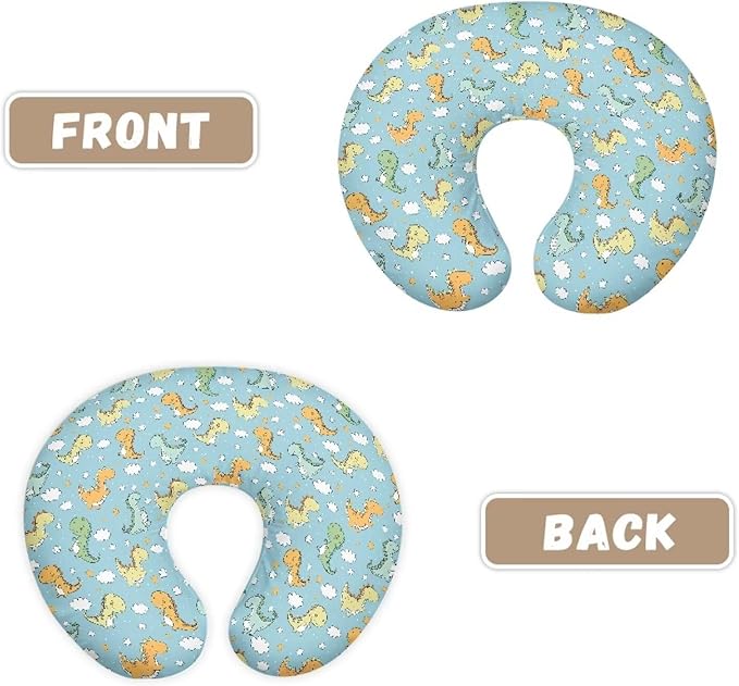 Cartoon Dino Nursing Pillow Covers Breastfeeding Pillow Slipcover for Newborn Soft Nursing Pillow Case Skin-Friendly U-Shaped Hidden Zipper Design