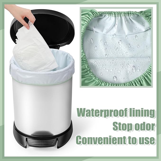 Nuogo 2 Pack Reusable Diaper Pail Liner Bags Hangable Pail Liner with Strap Washable Cloth Diaper Liners Waterproof Cloth Diaper Wet Bag Pail Pouch for Cloth Diaper, Dirty Diapers, Laundry and Garbage
