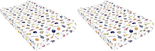 Hudson Baby Unisex Baby Changing Pad Cover, Sports Fan, One Size (Pack of 2)