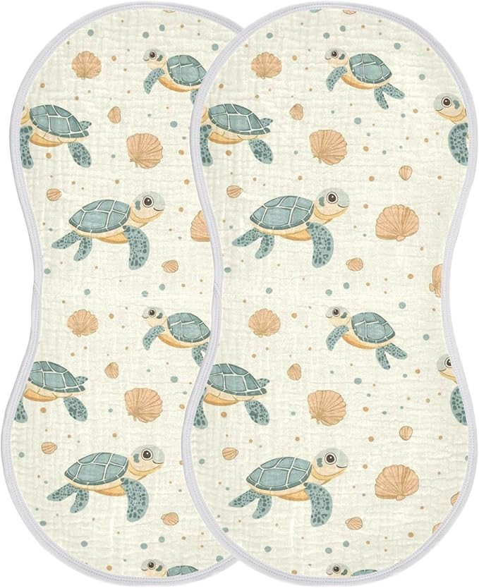 vvfelixl Baby Burp Cloths Cartoon Cute Sea Turtle Baby Newborn Cotton Burping Cloths Set Babys Washcloths 4 Pack