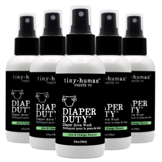 Diaper Duty Diaper Area Wash 4oz (5 Pack), Orange Blossom & Aloe, Gentle Cleansing Spray for Cloth Diapers, Calming & Soothing