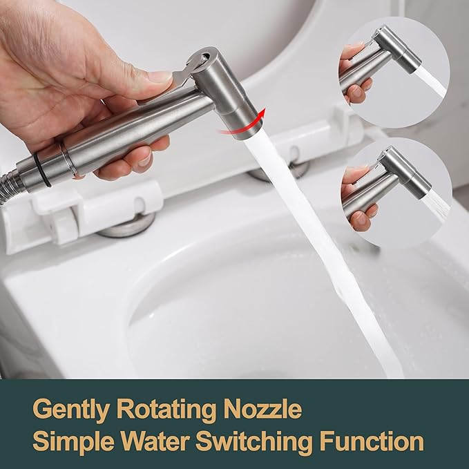 Brushed Nickel Bidet Sprayer Head, Stainless Steel Handheld Shattaf Jet Spray Attachment for Toilet, Baby Cloth Diaper Sprayer with Adjustable Water Pressure Control, 1 Pack