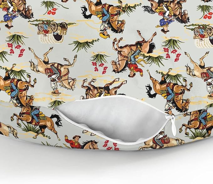 Vintage Cowboy Floral Nursing Pillow Covers for Boy Girl Western Cowboy Horse Nursing Pillow Slipcovers for Breastfeeding Pillows Wild West Desert Soft Stretchy Removable Covers for Newborn Infant