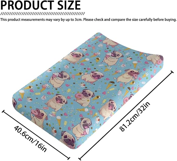 Dog Changing Pad Cover Waterproof Soft Diaper Changing Mat Cover for Baby Stretchy Lightweight Universal Tray Table Mat Fit 32"x16" Contoured Pad