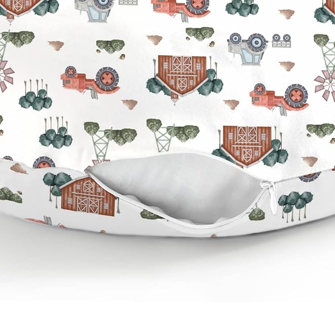 Boho Farm Life Baby Nursing Pillow Covers for Boy Girl Tractor Barn Trees Meadow Nursing Pillow Slipcover for Breastfeeding Pillows Farmyard Soft Stretchy Removable Covers for Newborn Infant
