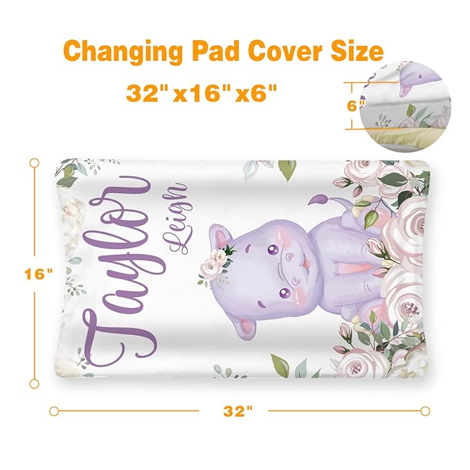 Custom Changing Pad Cover Set - Jersey Knit Comfy CozyUltra Soft Unisex Diaper Changing Table Covers with Personalized Name for Baby Boys Girls - Waterproof Ultra Soft 4 Pcs Set Style11