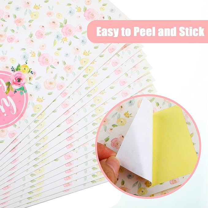 48 Pieces Pink Baby Shower Water Bottle Labels Floral Baby Shower Decorations Waterproof Water Bottle Stickers Wrappers for Pink Floral Themed Baby Shower Favors