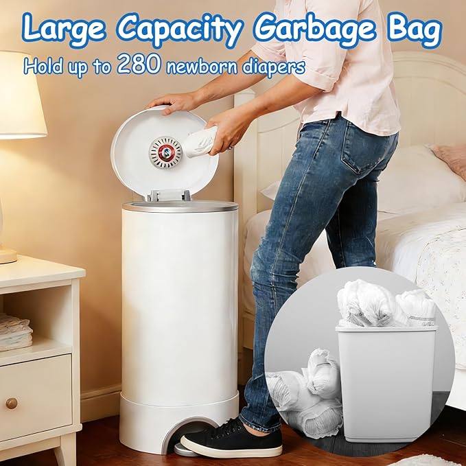 Diaper Pail Refills Bag - Multi-Layer Odor Lock Bags Compatible with Playtex Diaper Genie, Holds Up to 280 Newborn Diapers Per Pack (1120 Count - 4 Packs)