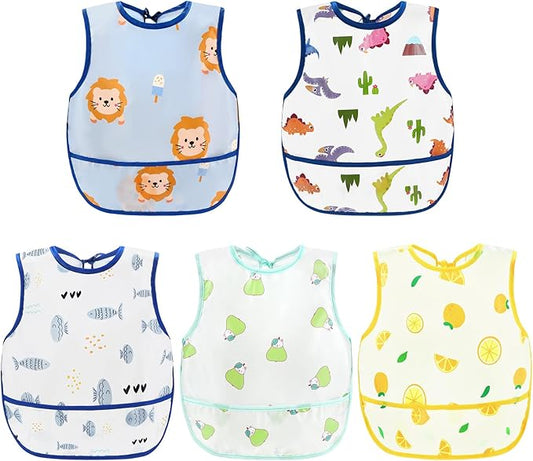 Accmor Waterproof Baby Bibs for Eating, Mess Proof Toddler Feeding Bibs for Girls Boys ﻿