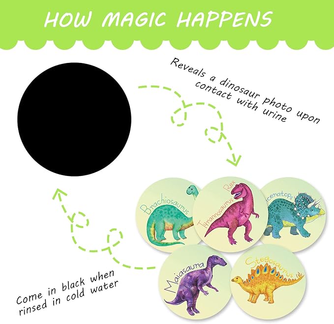 Zonon 10 Pcs Dinosaur Potty Training Stickers Dinosaur Toilet Target Sticker You Pee on Reusable Potty Toilet Targets Color Changing Pee Target for Kid Training Use