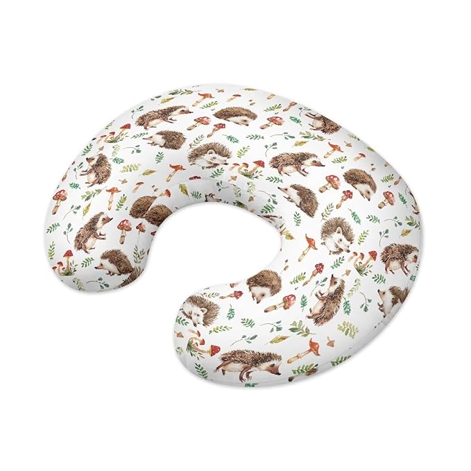 Hedgehog Nursing Pillow Cover Standard Size, Girls Baby, Mushroom Breast Feeding Pillow Super Soft Breathable Baby Shower Pillow Covers