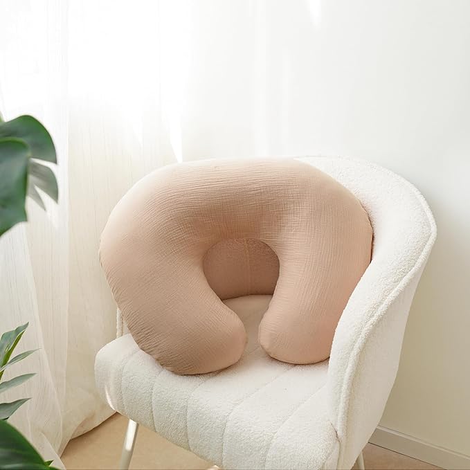 MairMore 2-Pack Muslin Nursing Pillow Covers, Breathable 100% Cotton Breastfeeding Pillow Slipcovers for Standard Nursing Pillows, Soft Covers for Baby Girls and Boys with Zipper