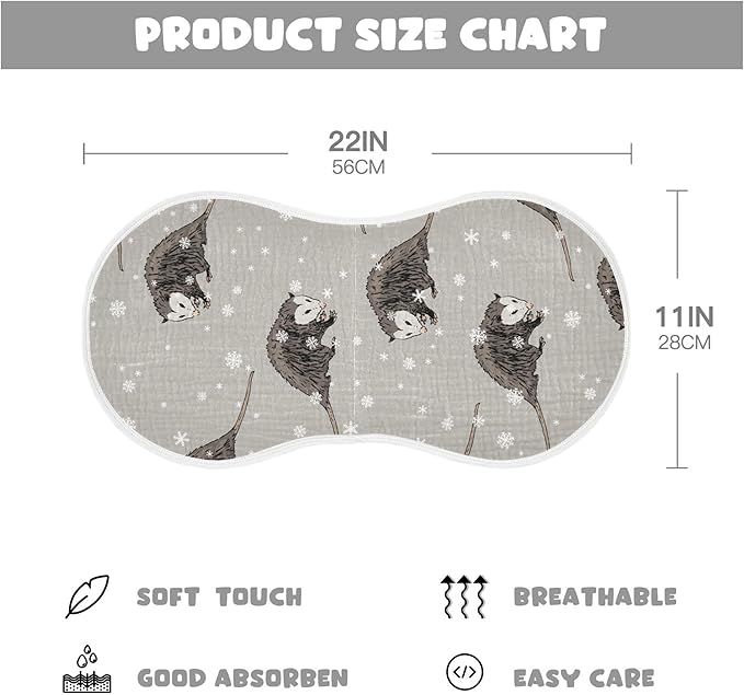 Winter Opossum Possum Burp Cloths Baby Boys Girls Absorbent Soft Cotton Burping Cloths Rags 2 Pack