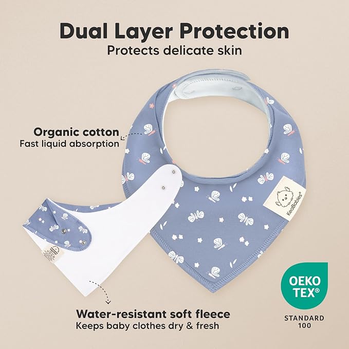 KeaBabies 8-Pack Organic Baby Bandana Bibs for Girls - Super Absorbent Triangle Baby Bibs for Drooling and Teething Infant, 100% Cotton Extra Soft for Newborn, Infant 0-36 Months (Fleur)