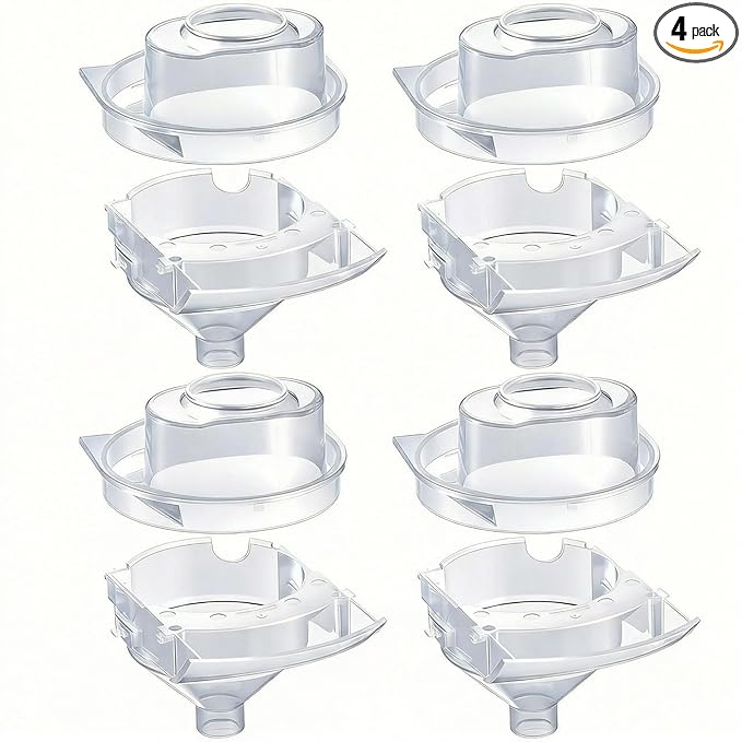 Remerry 4 Sets Replacement Funnel Compatible with Baby Brezza Formula Pro Advanced Replacement Parts Funnel and Cover Compatible with Baby Formula Dispenser, Clear, Easy to Use and Clean