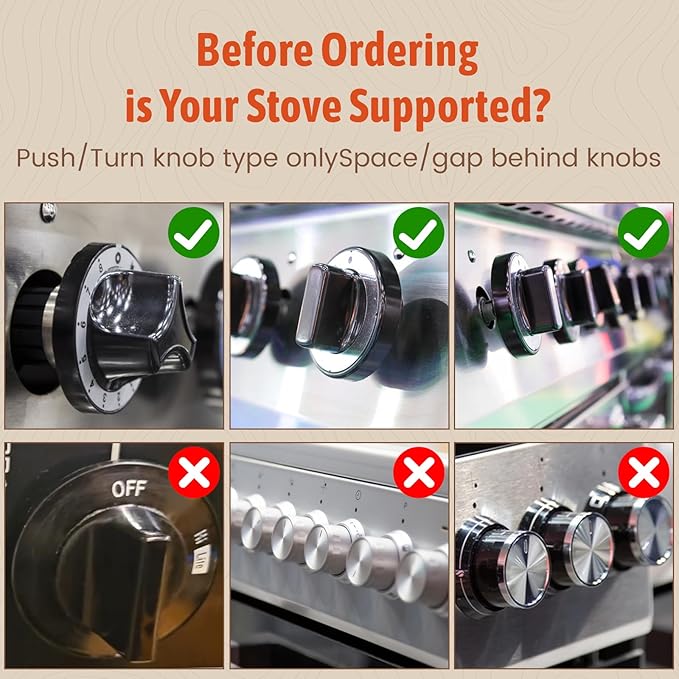 Stove Knob Safety Covers, (5+1Pack) Dual-Lucks Oven Knob Covers for Child Safety, Clear Vies, Universal Size (White)
