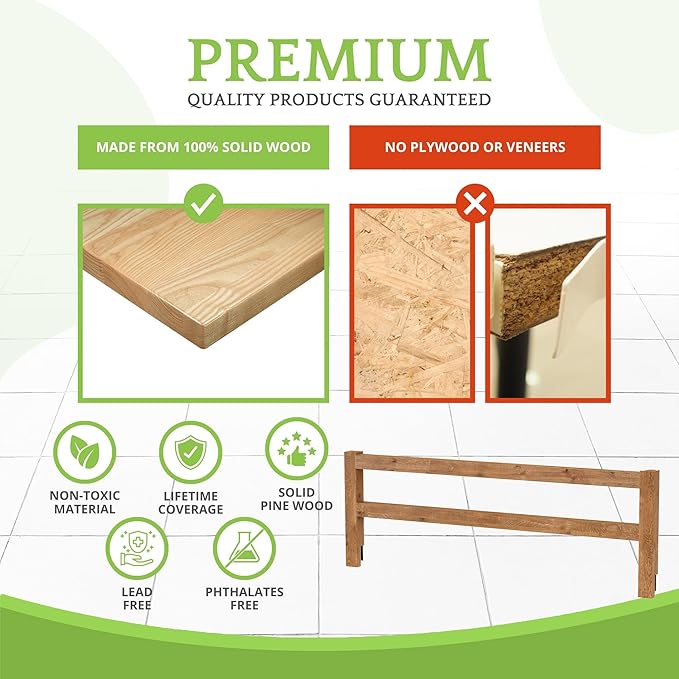 Safety Guard Rail for Baby, Kids, and Children - Solid Wood Safety Bed Rail for Toddlers - Easy Installation - Premium Protection for Bunk, Twin, Full, Queen and King Size Beds - (Natural Rustic)