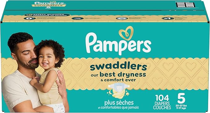 Pampers Baby Diapers - Swaddlers - Size 5, 104 Count, Ultra Absorbent Disposable Infant Diaper