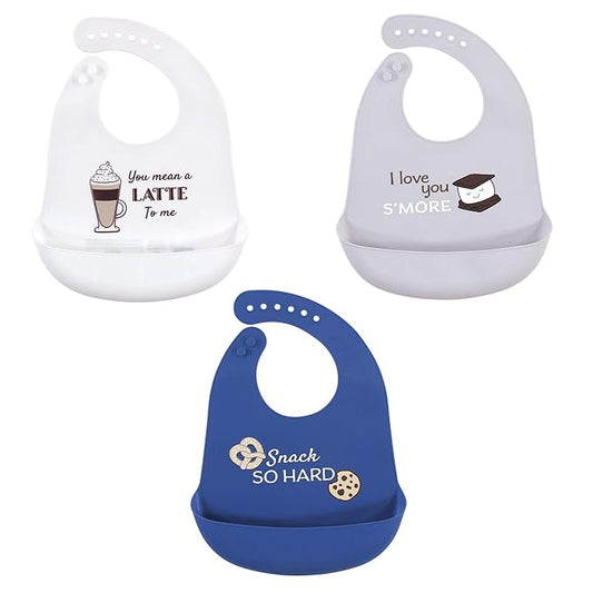 Hudson Baby Unisex Baby Silicone Bibs, You Mean A Latte, One Size