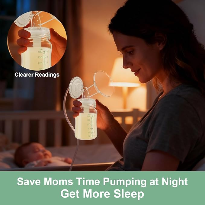 Breastmilk Storage Bottle Compatible with Spectra S1/S2/SG/9Plus /Motif Luna Flange, 6oz Wide-Neck Spectra Bottles for Pumping, Baby Bottle Storage with Lid Fit Momcozy Breast Milk Cooler 22oz, Green