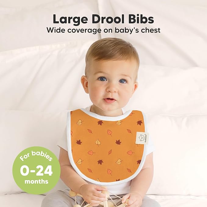8-Pack Organic Baby Bibs for Boys, Girls - Soft Cotton Drooling and Teething Bibs for Baby Girl & Boy, Extra Absorbent, Easy To Clean & Put On for Toddler, Newborn, Infant 0-24 Months (Countryside)
