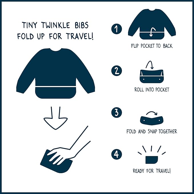Tiny Twinkle Long Sleeve Bib for Babies & Toddlers | 2-Pack Waterproof Smock Bib for Eating | Machine Washable & Mess-Proof Feeding Essentials | Newborn Shower Gift (Rose Burgundy,6–24M)