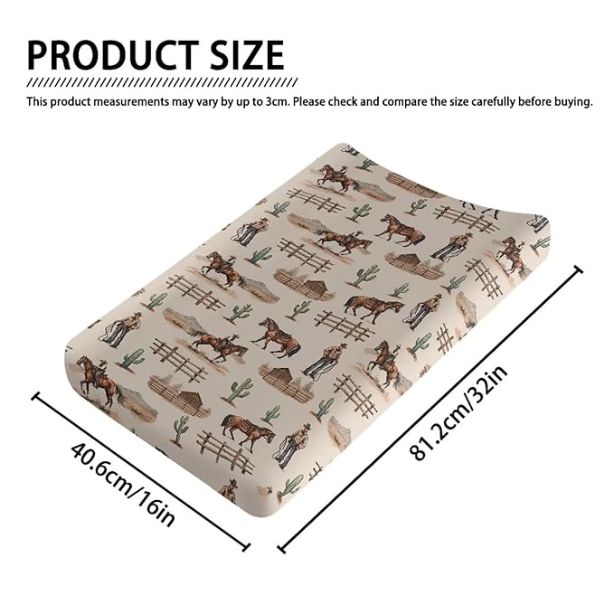 ZDCUSTOM Changing Pad Cover Stretchy Soft Diaper Change Table Sheets Western Cowboy Cactus Changing Table Covers Fits 32"x16" Contoured Pad