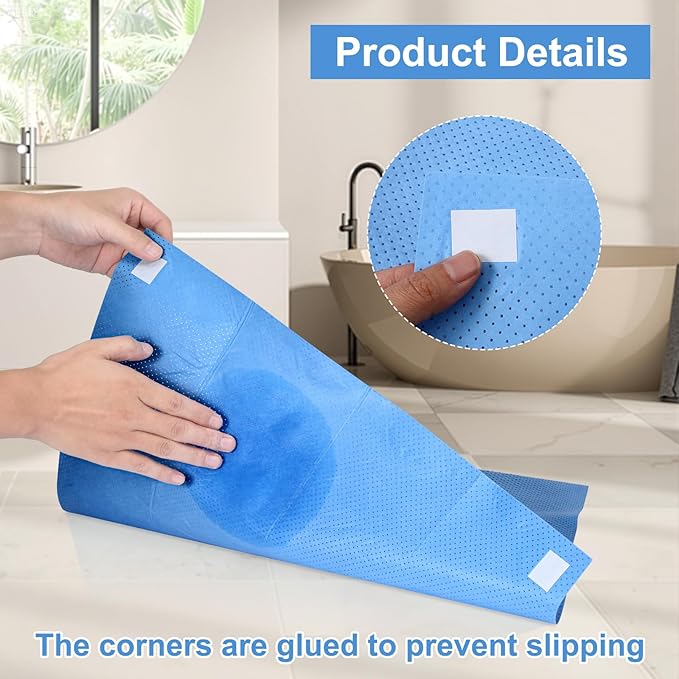 30 Pack Disposable Toilet Mats Non-Slip Toilets Floor Protector from Urine Absorbent Toilet Floor Mat U Shaped Toilets Mat for Bathroom, Blue, 22" x 20"