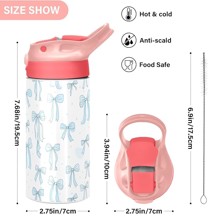 Mushroom Fern Leaves Insulated Water Bottle 20 oz with Straw and Carry Handle Eucalyptus Plants Boys Girls Bottle Vacuum Stainless Steel Bottles Leak-Proof for Sports Travel and School