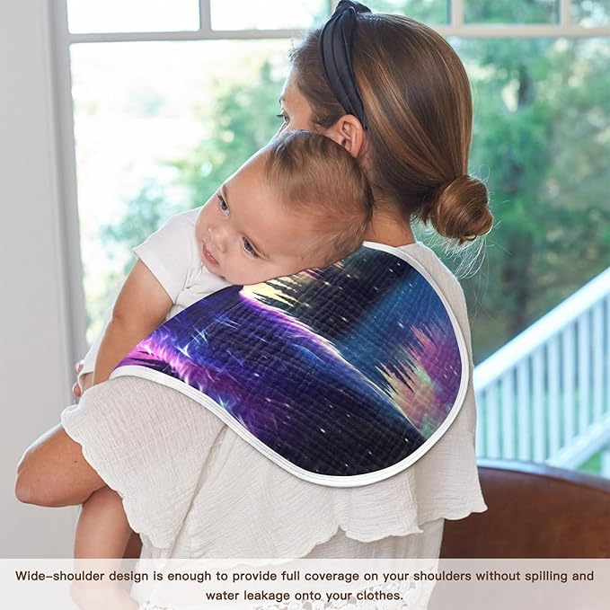 1 Pack Muslin Burp Cloths Wolf Stars Print Cotton Baby Burp Cloths Absorbent Soft Burping Cloth Washcloths for Newborn Babies 22x11 Inch