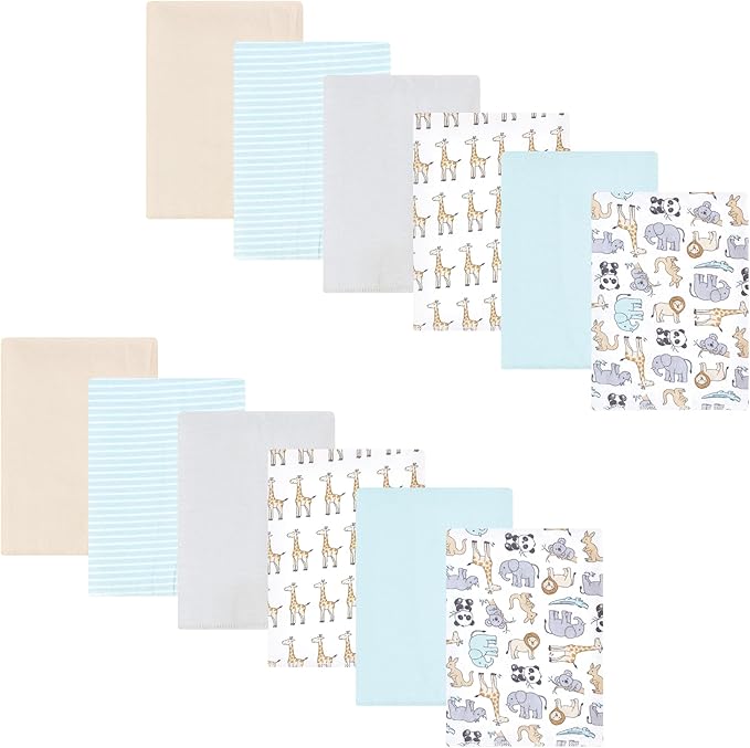 Hudson Baby Unisex Baby Flannel Burp Cloth 12pk, Kangaroo, One Size