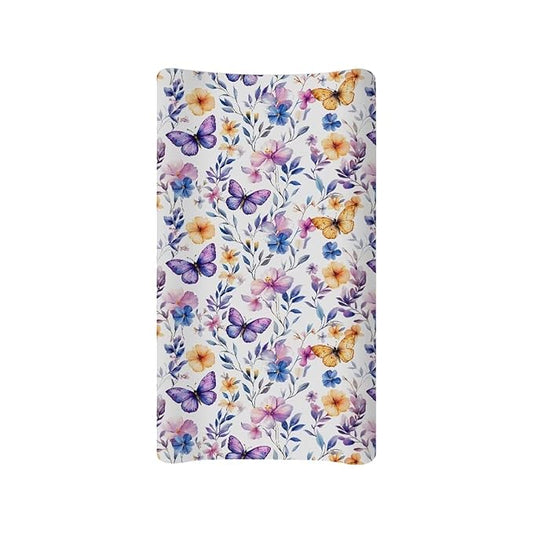 Butterfly Changing Pad Cover for Baby Floral Diaper Change Table Covers with Elastic Edge Easy to Install Baby Nursery Diaper Changing Pad Sheets