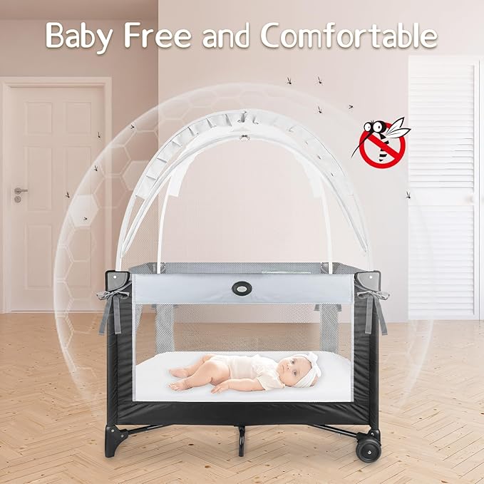 Crib Tent to Keep Baby from Climbing Out - Crib Net to Keep Baby in - Mesh Crib Climbing Prevention, Pop Up Crib Tent, Two-Way Self-Locking Metal Zipper (White, Small)