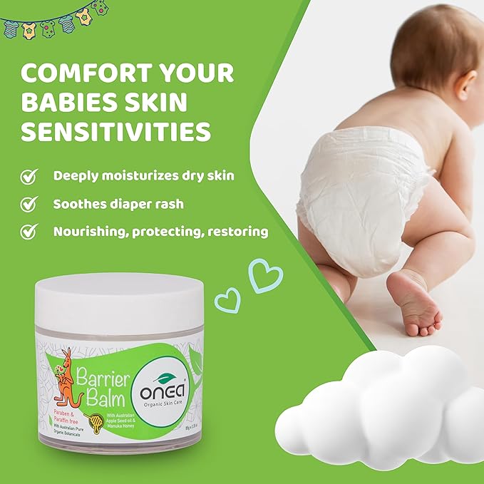ONEA Baby Barrier Balm - Gentle Diaper Rash Cream with Grapeseed, Coconut and Jojoba oil - Soothing Diaper Cream for Sensitive Skin