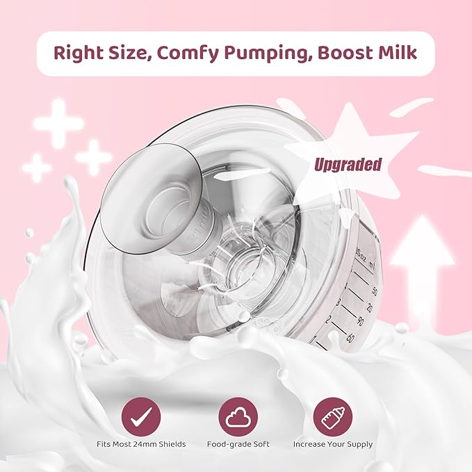 Flange Sizing Kit 3-in-1 with 15/17/19/21mm for 24mm Electric Breast Pump Flanges/Shields, 8PCS Soft Silicone Flange Inserts for More Comfortable Pumping, BPA-Free, Essential for Moms