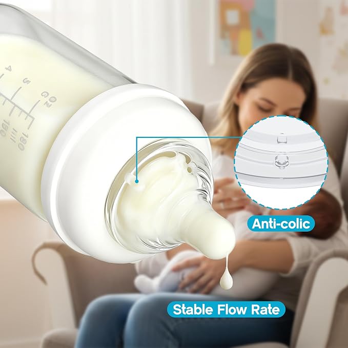 Silicone Nipples for Lansinoh Bottles, Anti-Colic Replacement Nipple for Baby 6m+, BPA Free, Fast Flow, Size L, 6 Count